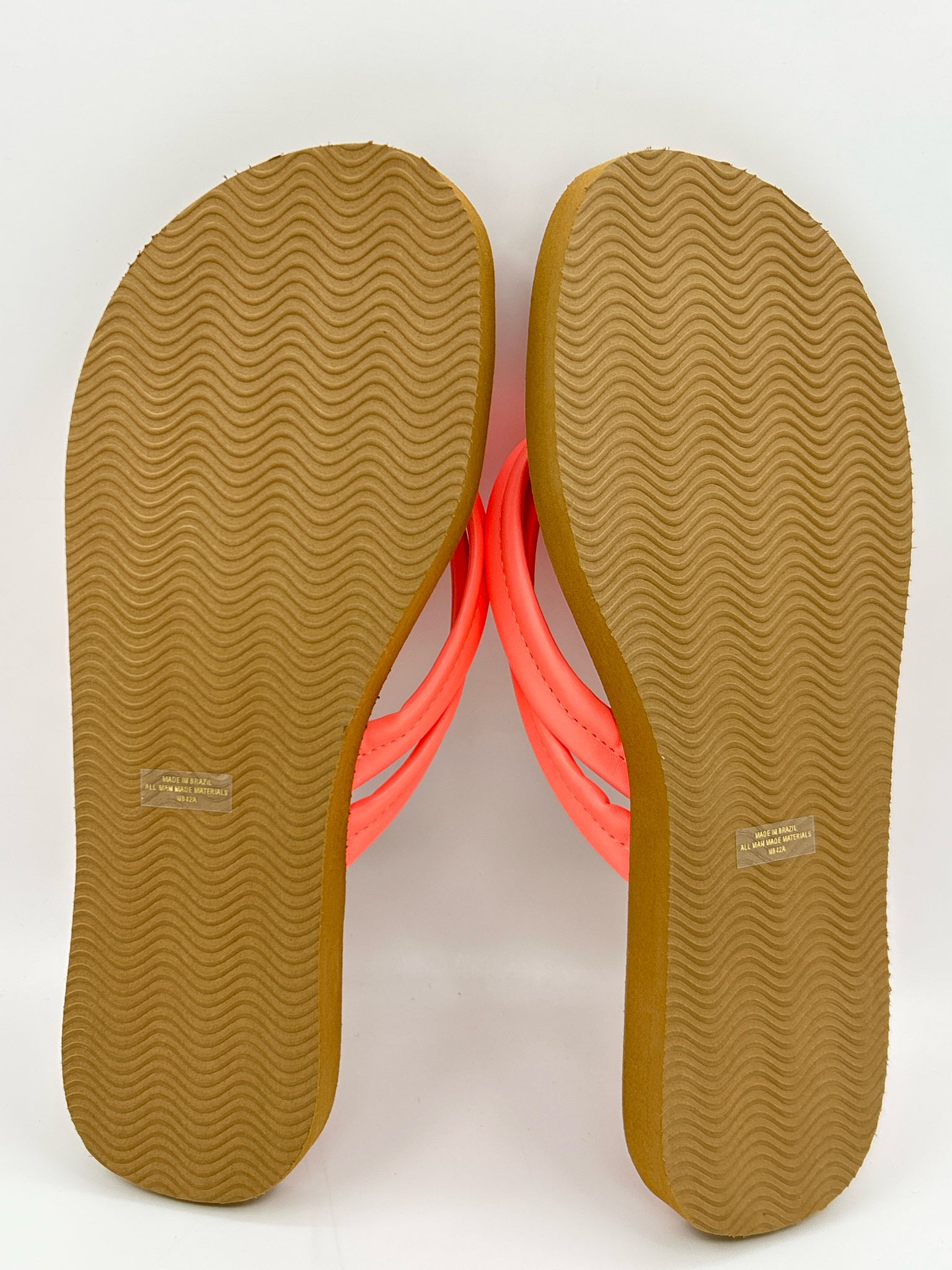 BERNARDO Size 11 Coral & Brown Women Flip flops