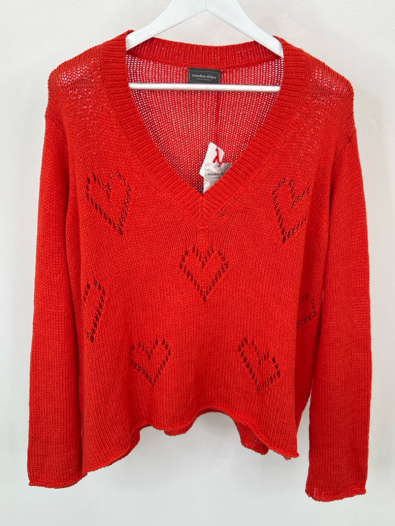 WOODEN SHIPS Women Size M/L Red Sweater