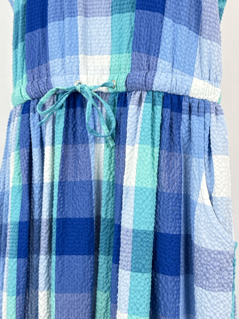LOFT Size M Blue Plaid Women Dress