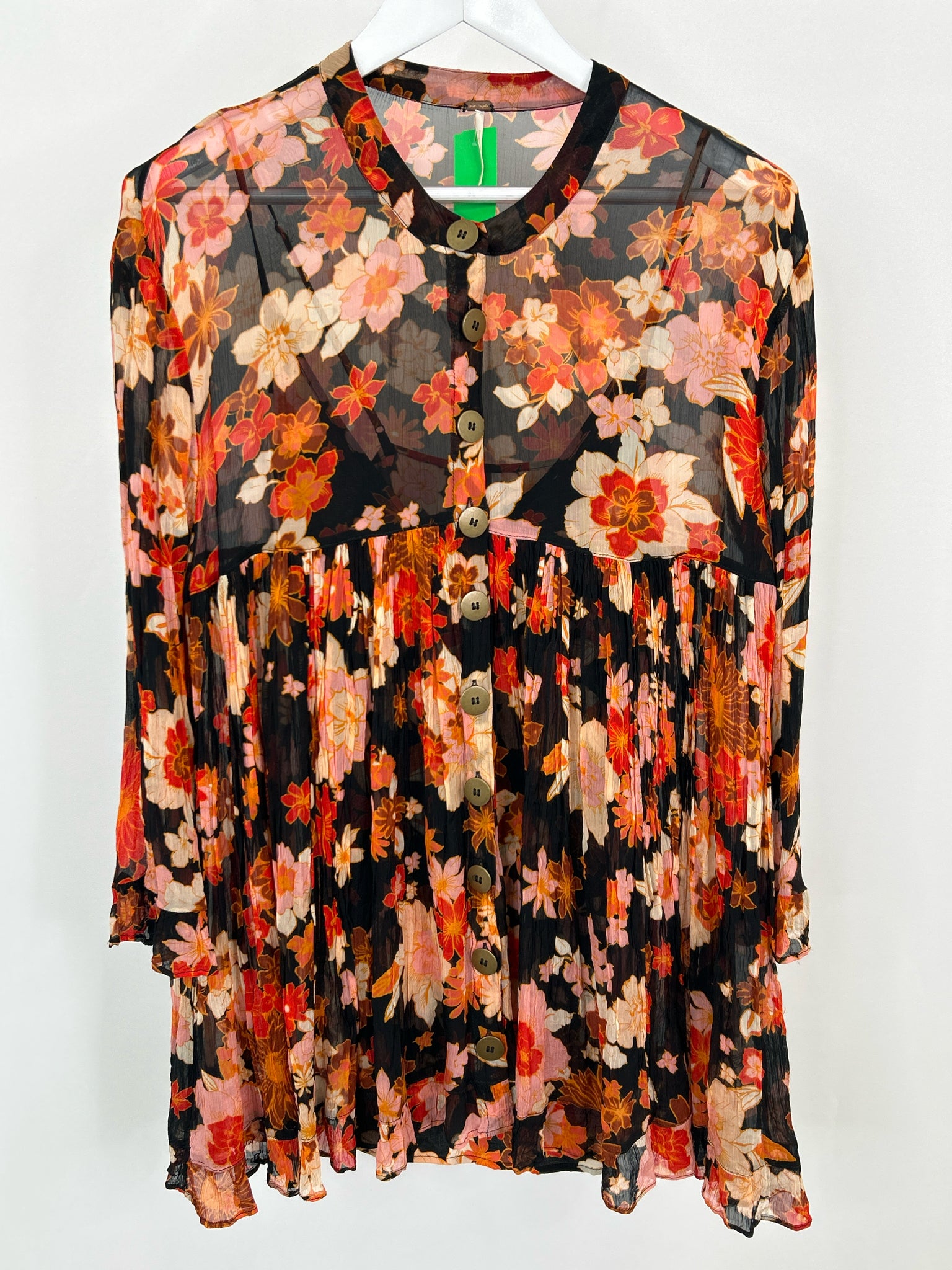 FREE PEOPLE Size S ORANGE FLORAL Women Tunic
