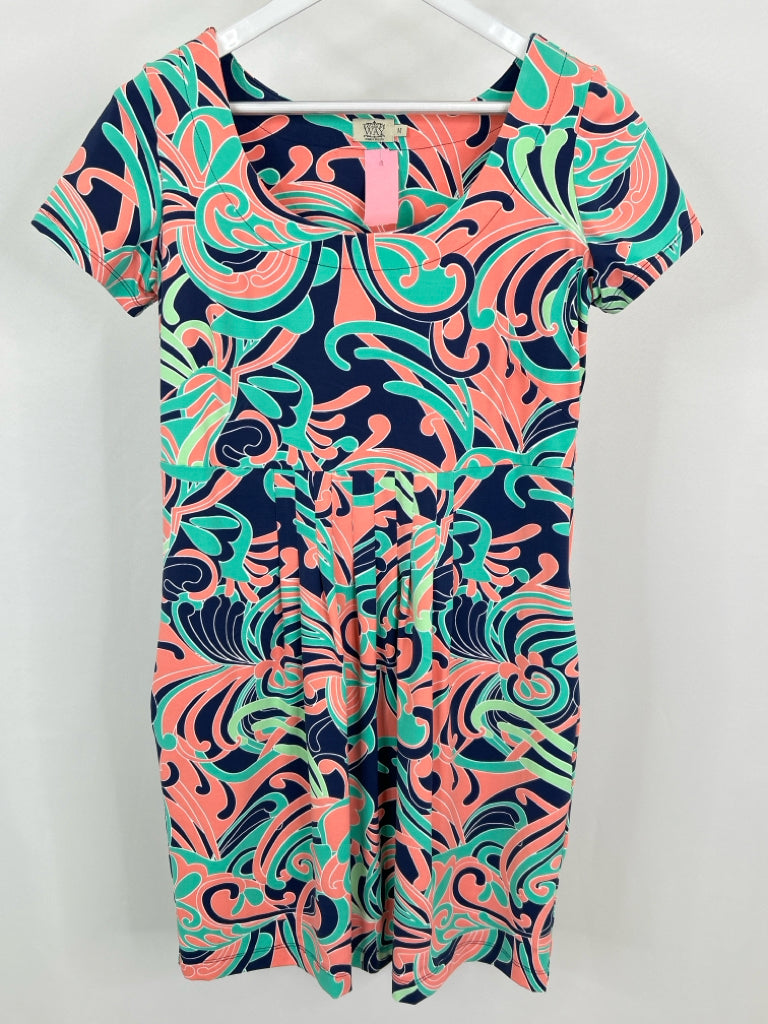 KATHERINE WAY Size M Coral Print Women's Dress
