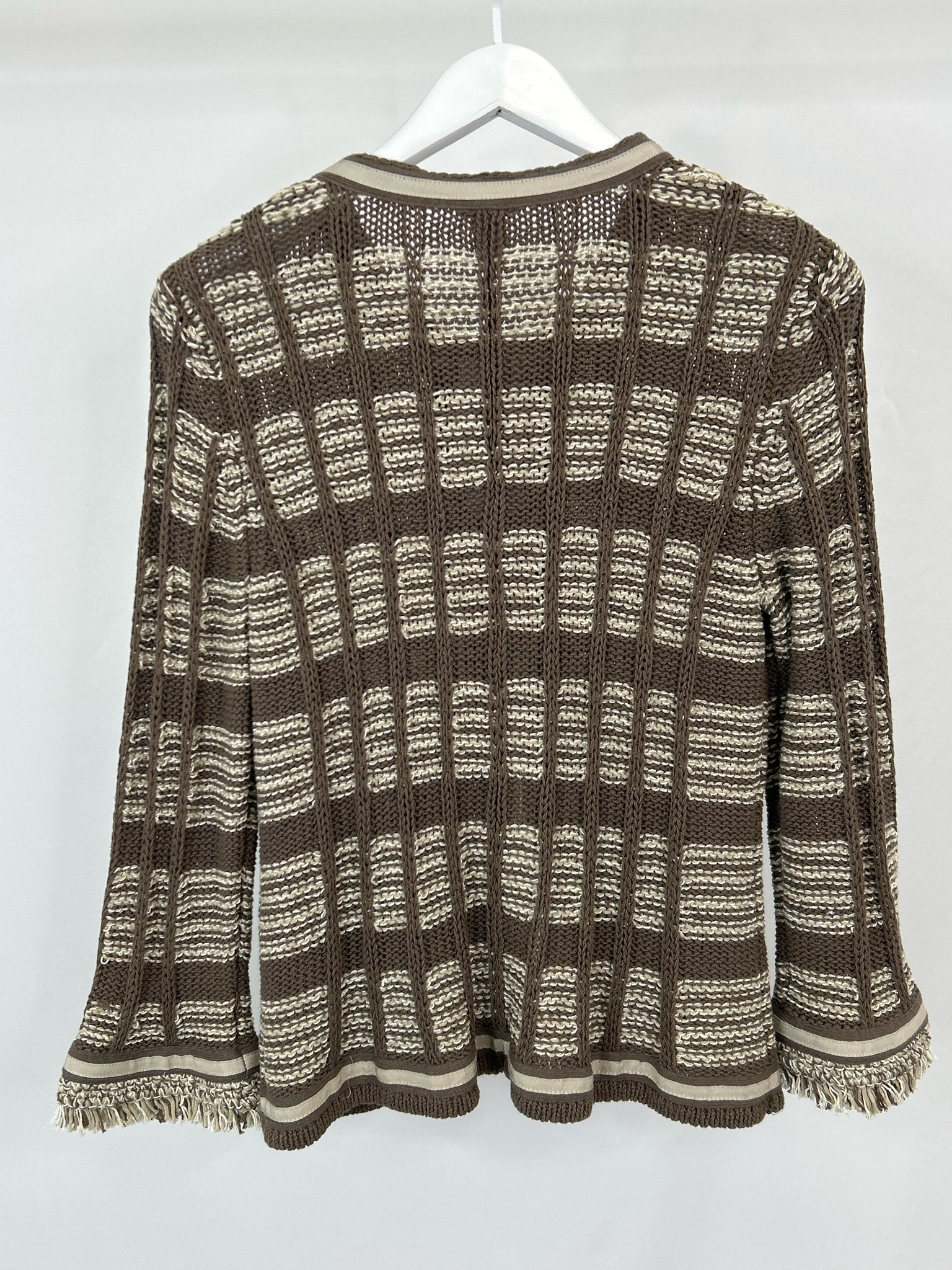 CHICO'S Size 12 Taupe and Beige Women Cardigan