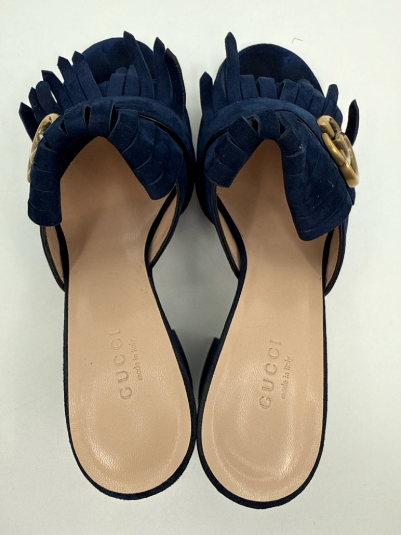 GUCCI Size 38.5 Blue Pumps Sandals