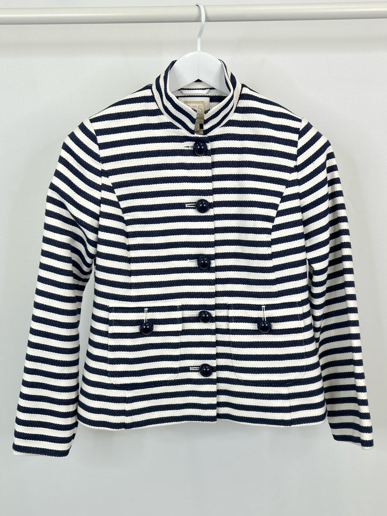 SAIL TO SABLE Size XS Navy Striped Women Blazer NWT