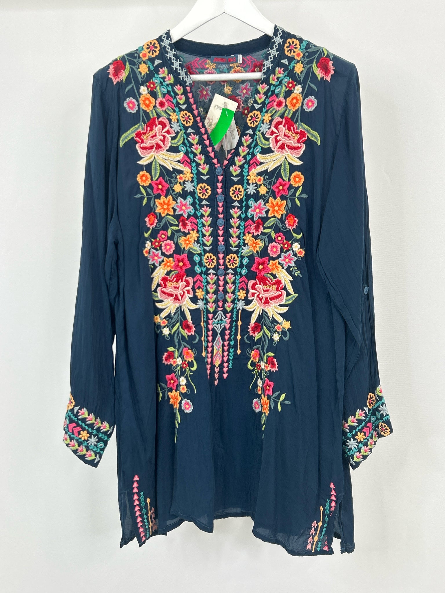 JOHNNY WAS Size XL TEAL BLUE Women Tunic