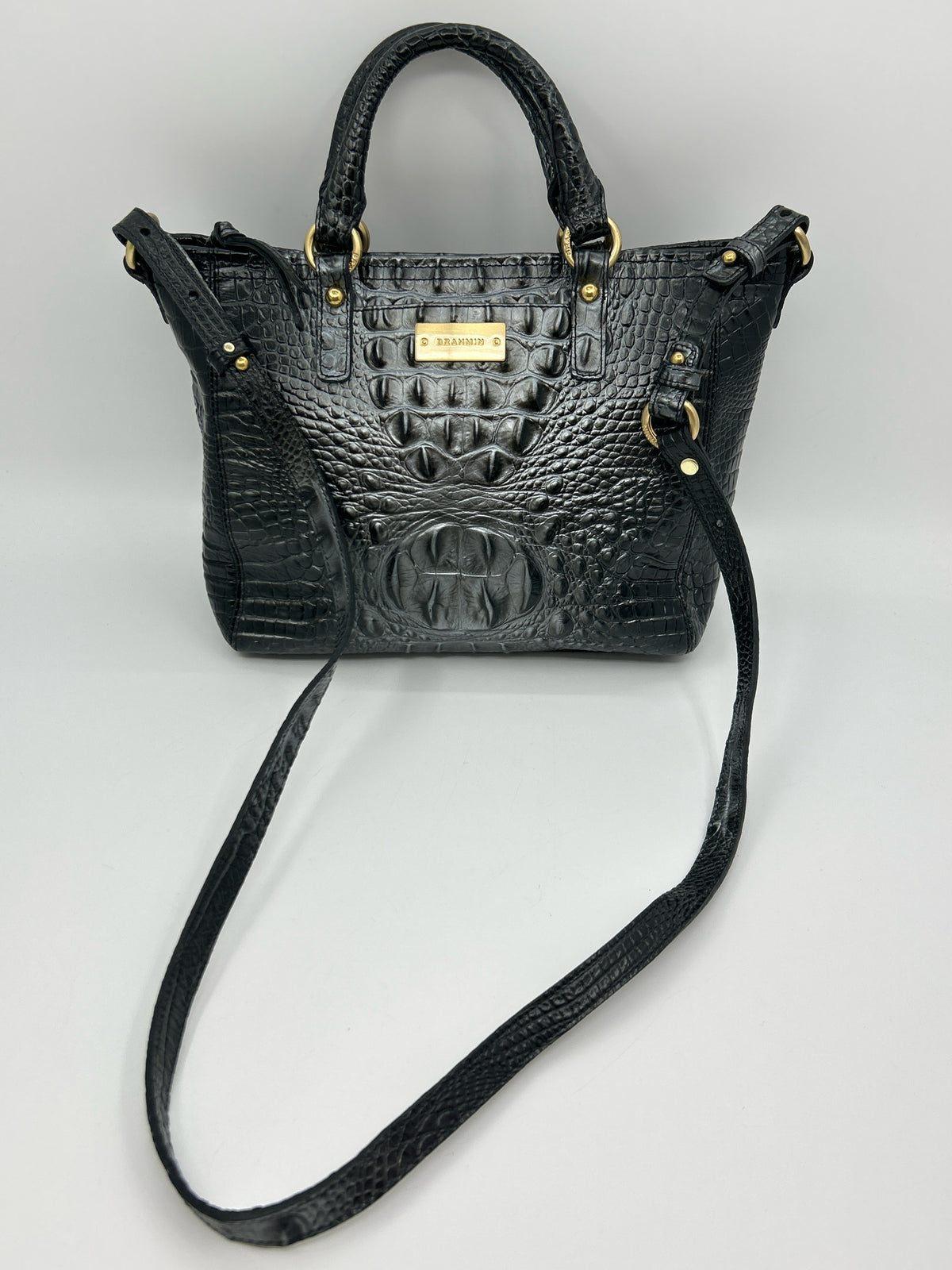 BRAHMIN black and grey Women Tote