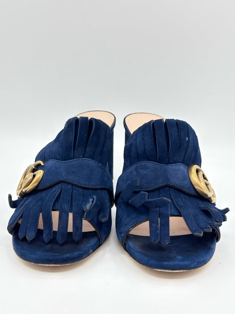 GUCCI Size 38.5 Blue Pumps Sandals