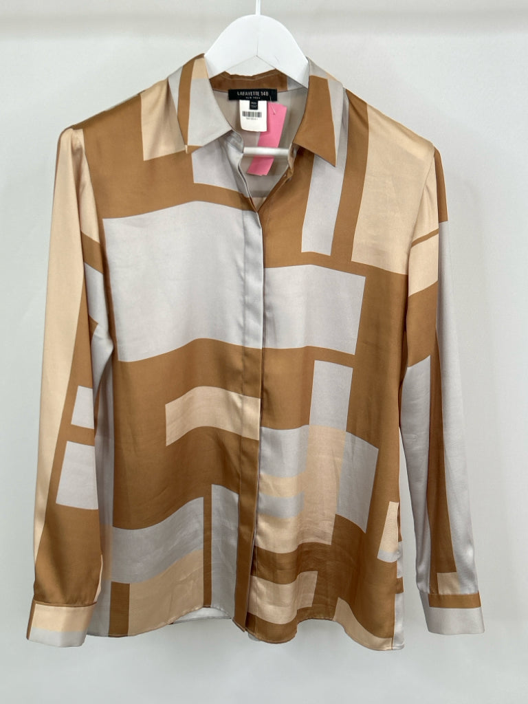 LAFAYETTE 148 Women Size M TAN AND GRAY Blouse