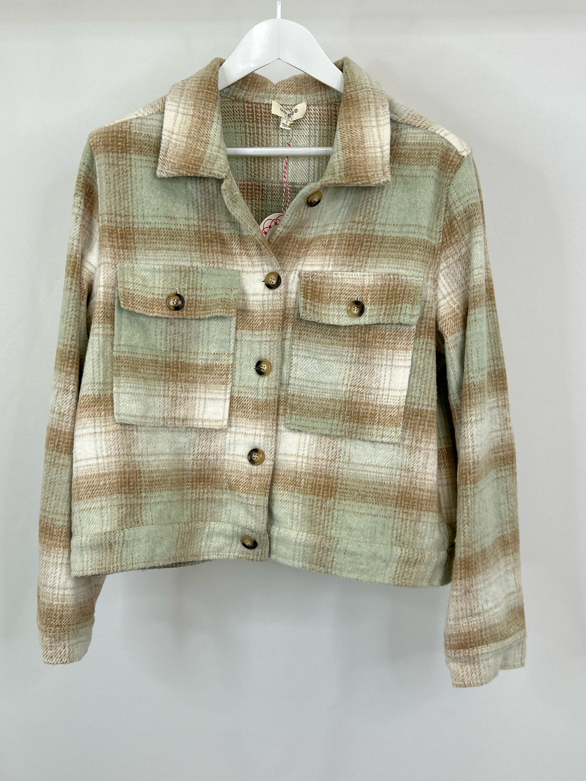 UMGEE Size L Brown Plaid Women Jacket NWT