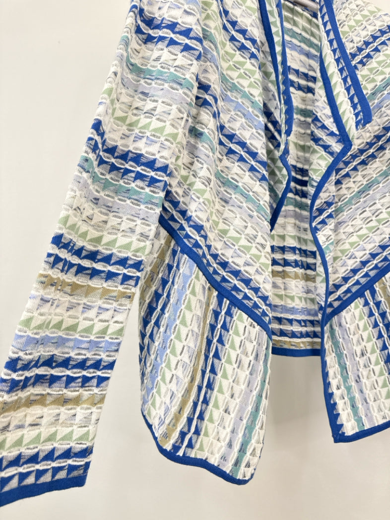 NIC + ZOE Size XL blue and white Women Cardigan