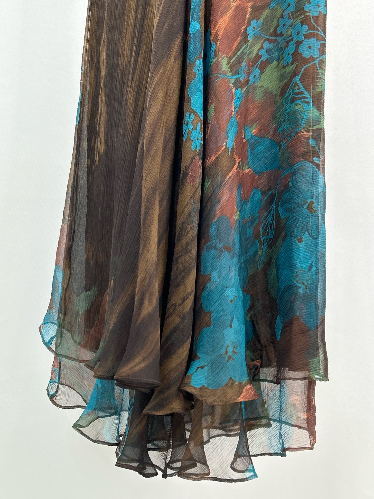 RICKIE FREEMAN Size 4 TEAL AND BROWN Women Dress
