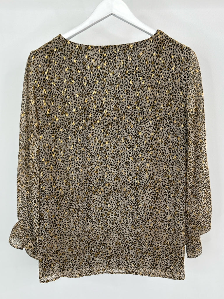 VINCE CAMUTO Women Size XL BLACK AND BEIGE Blouse