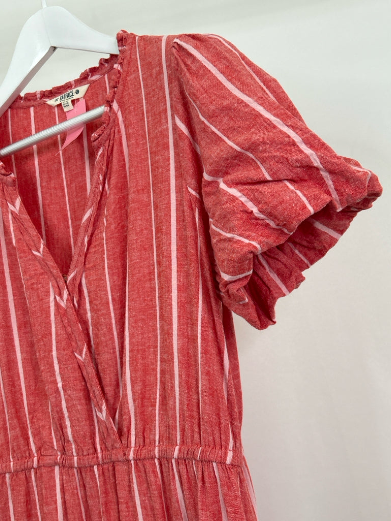 FAT FACE Size 10R Red Striped Women's Dress