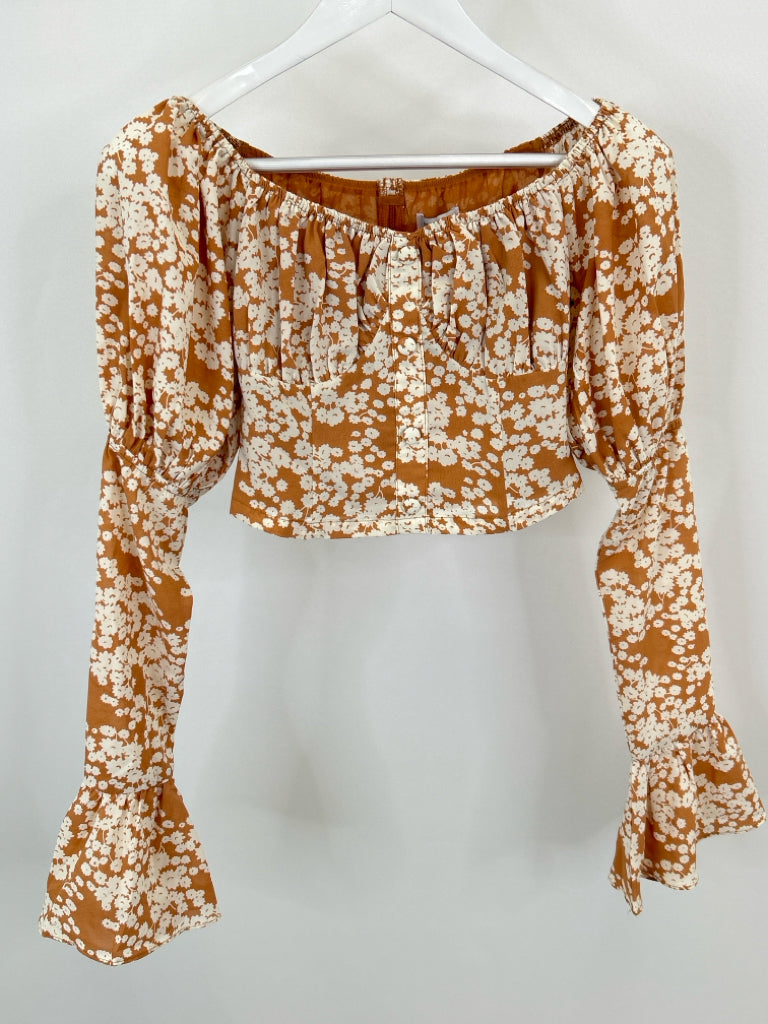 Sabo Size XS Tan Print Women's Top NWT