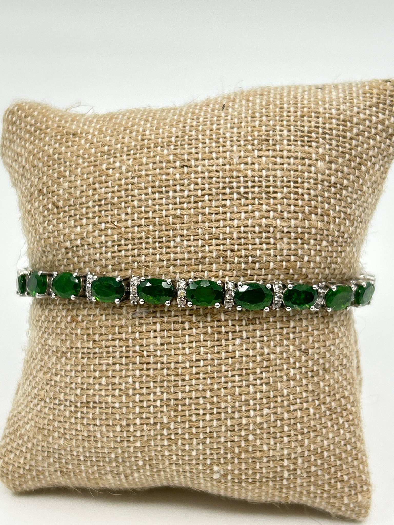RJ 925 SILVER AND GREEN Bracelet