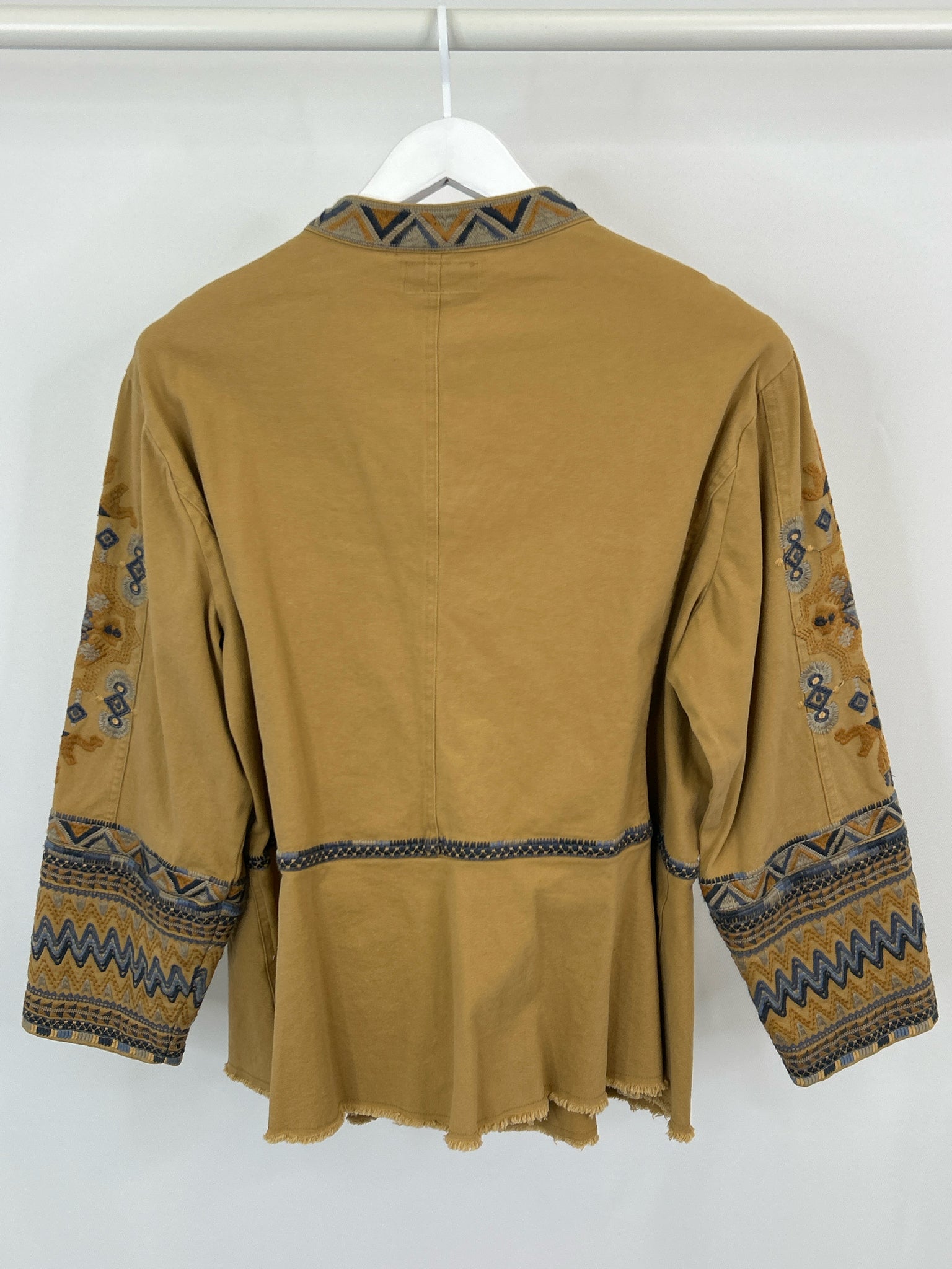 JOHNNY WAS Size L TAN AND BLUE Women Jacket