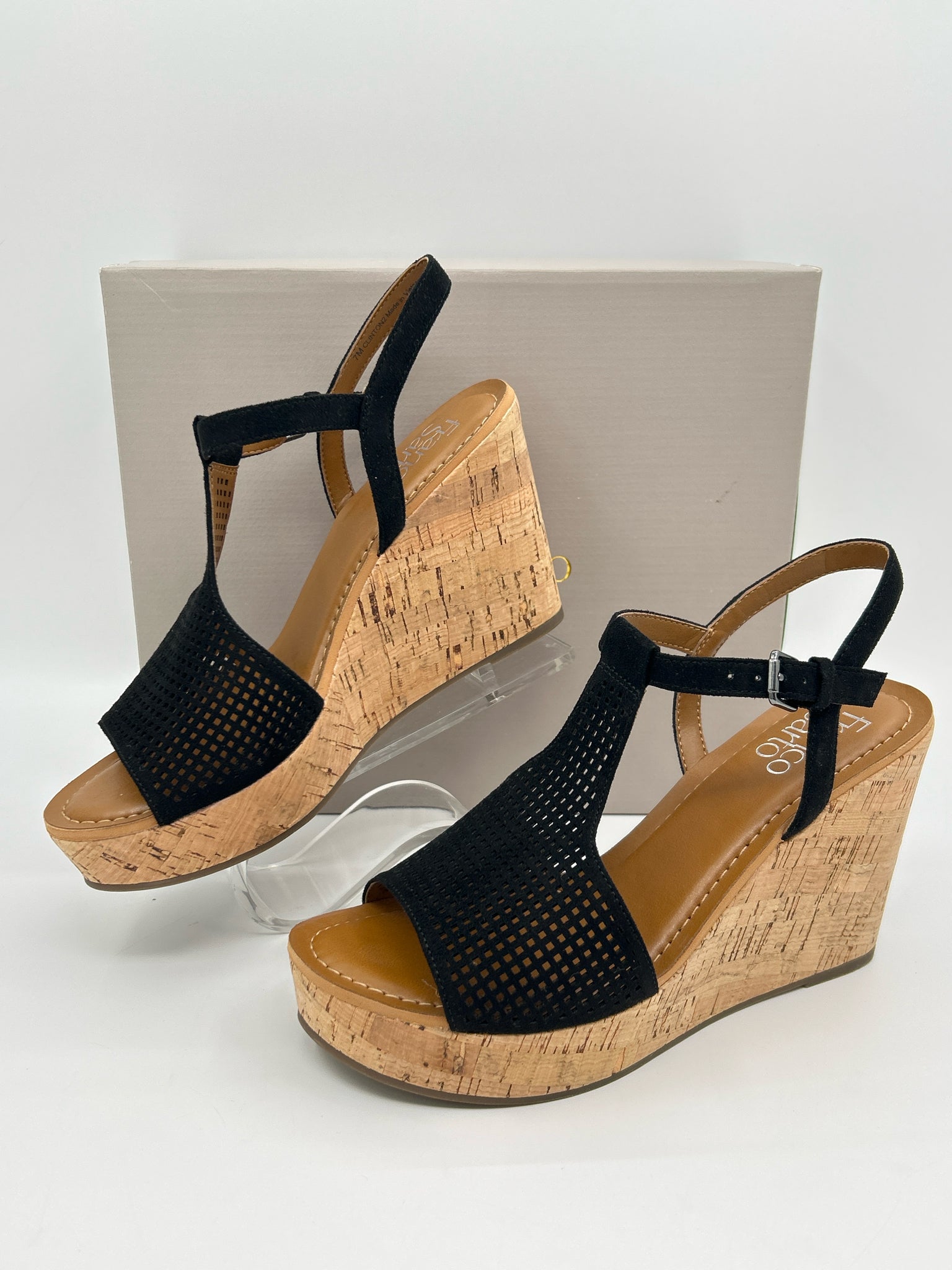 FRANCO SARTO Size 7M Black Women Sandal