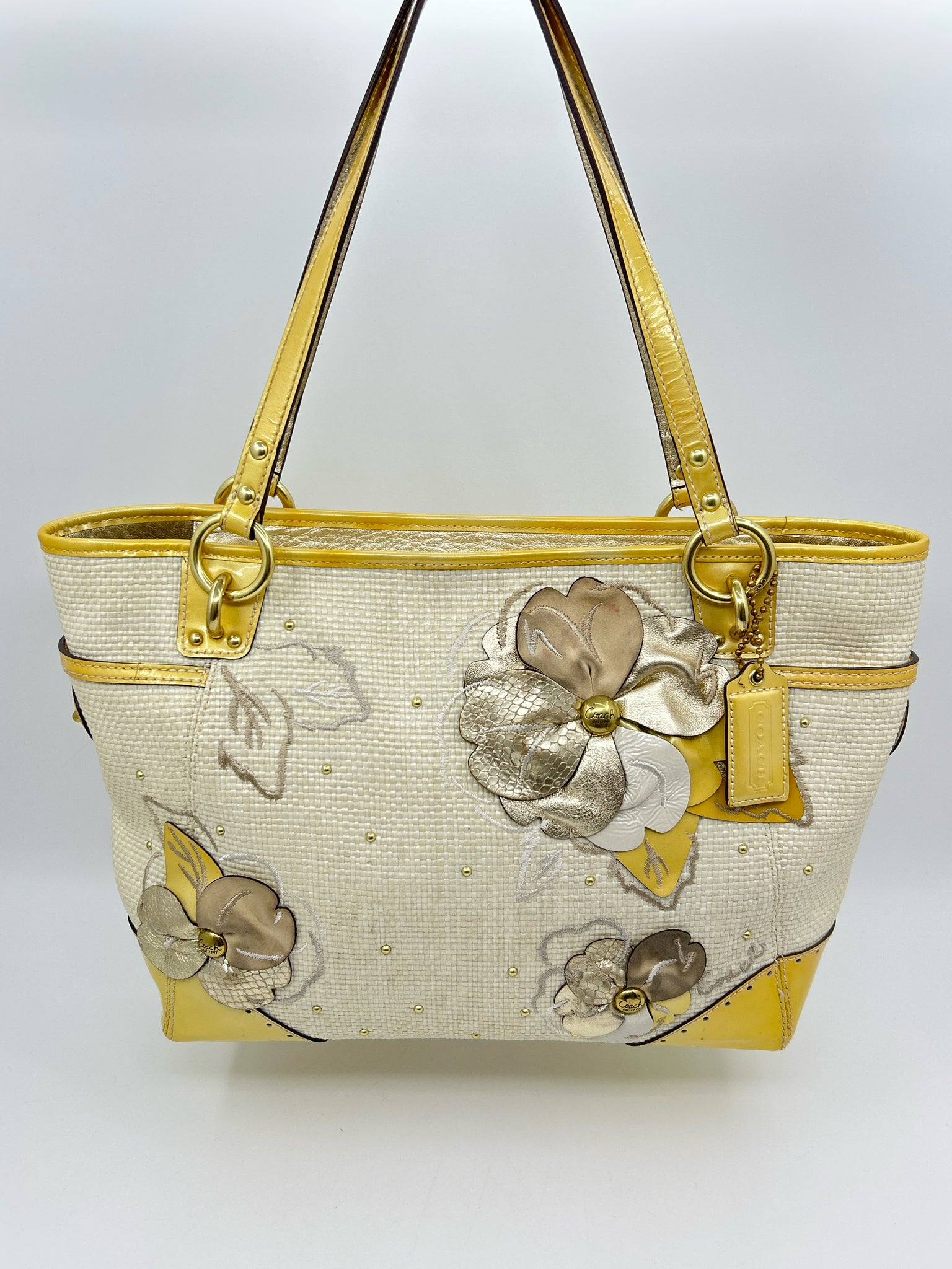Coach CREAM AND YELLOW Women Tote