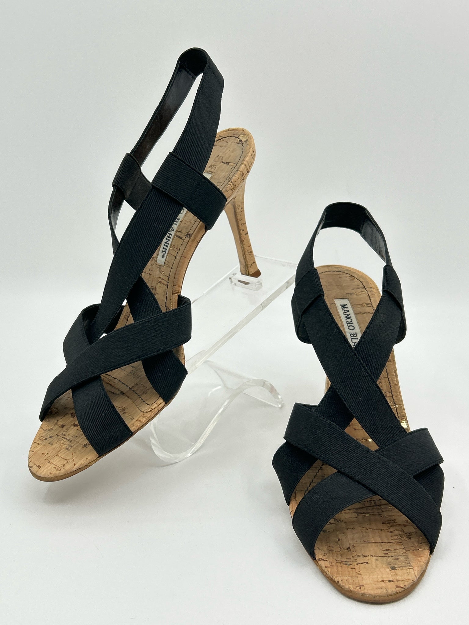 MANOLO BLAHNIK Size 38/8 Black Women Sandal