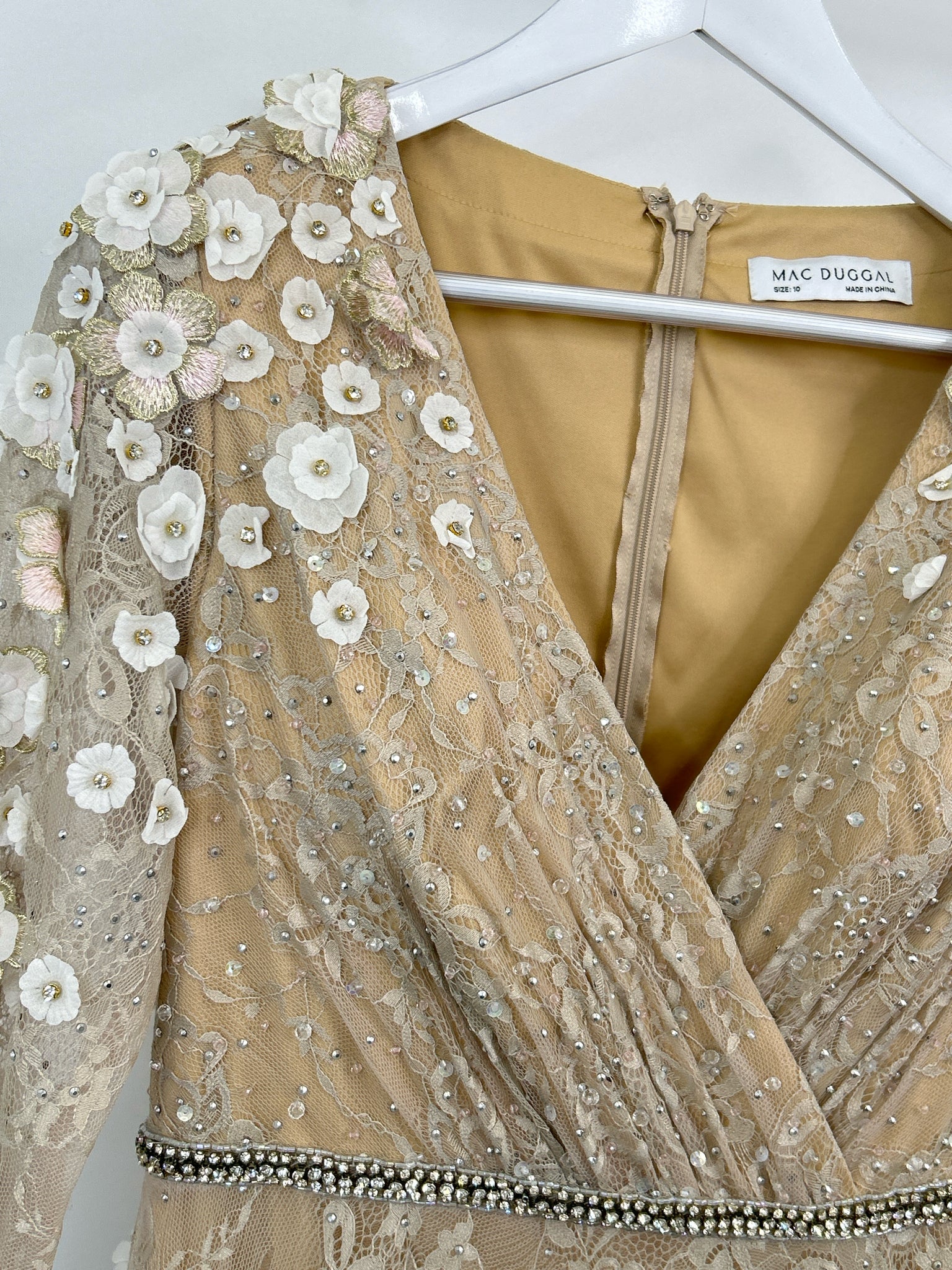 MAC DUGGAL Size 10 Beige Women Dress