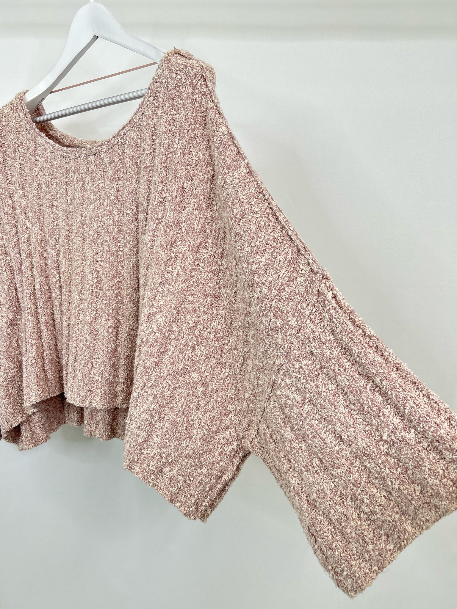 FREE PEOPLE Size L Mauve & White Women Sweater