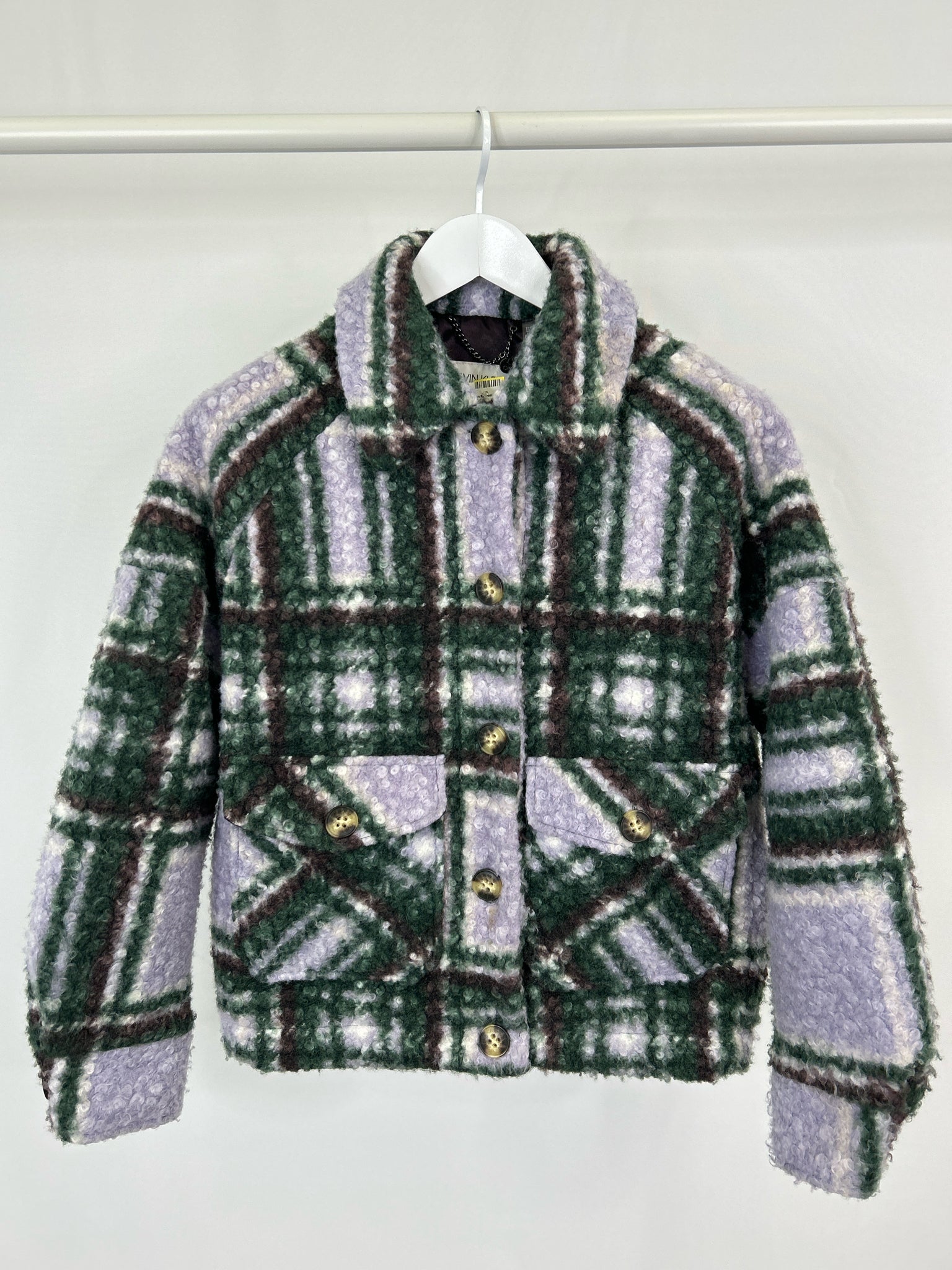 CALVIN KLEIN Size XXS Purple Plaid Women Coat
