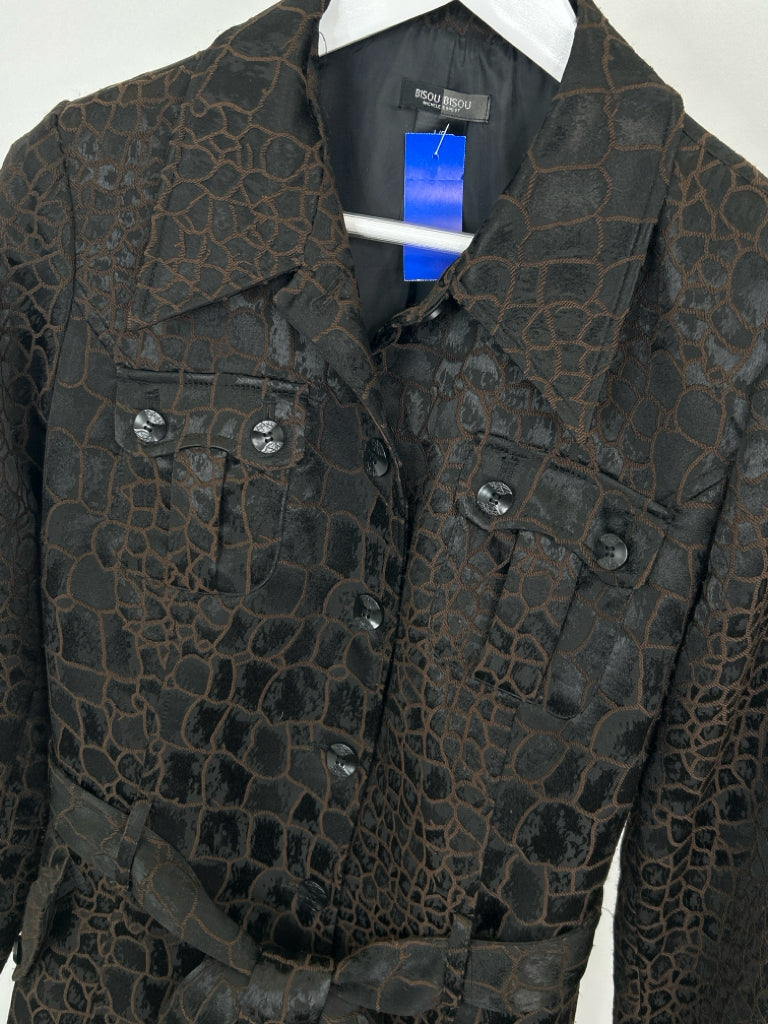 BISOU BISOU Women Size L Black Print Jacket