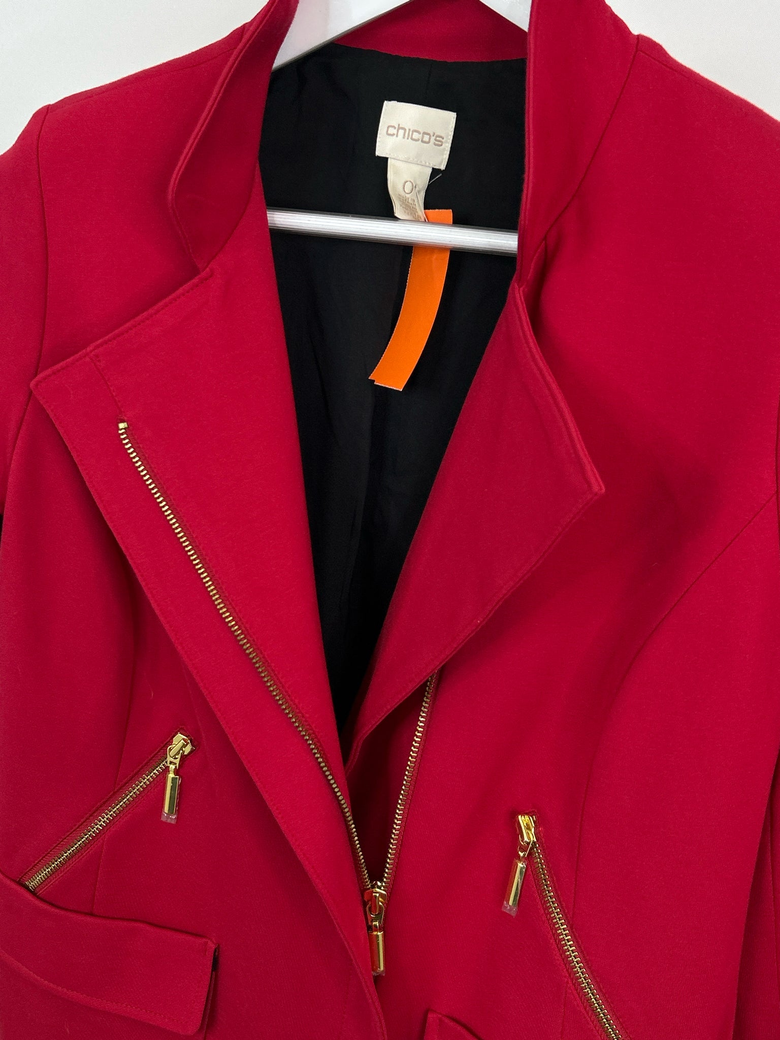 CHICO'S Size 4 Red Women Jacket