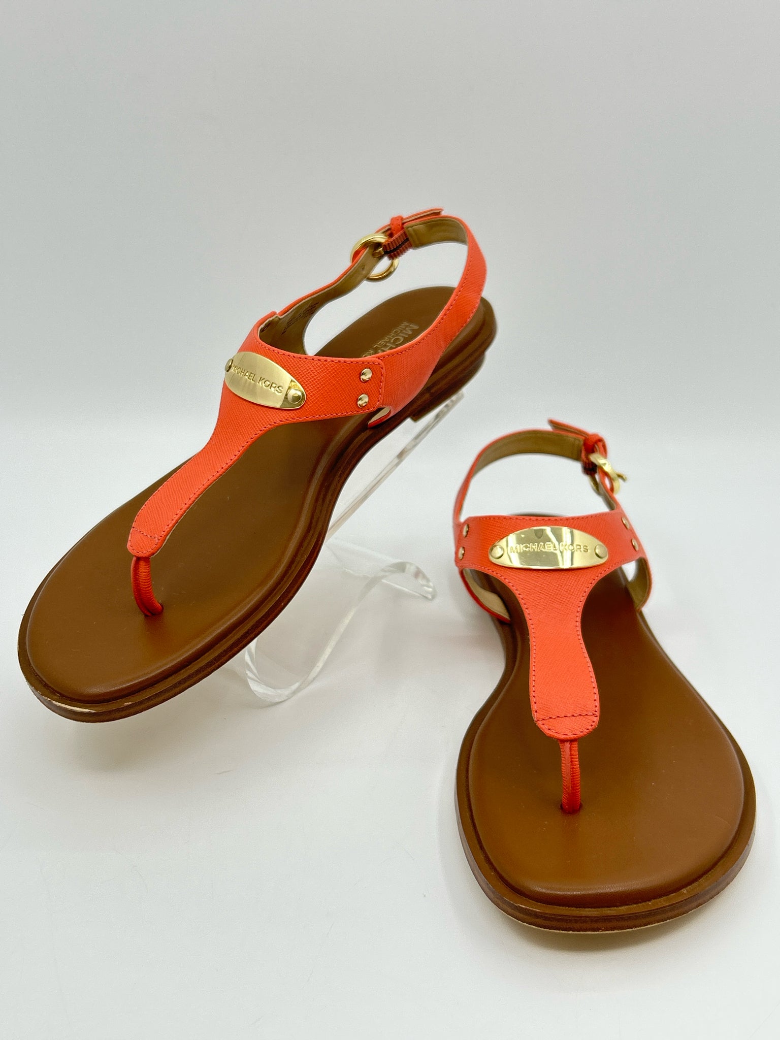 MICHAEL MICHAEL KORS Size 8M Coral & Brown Women Sandal