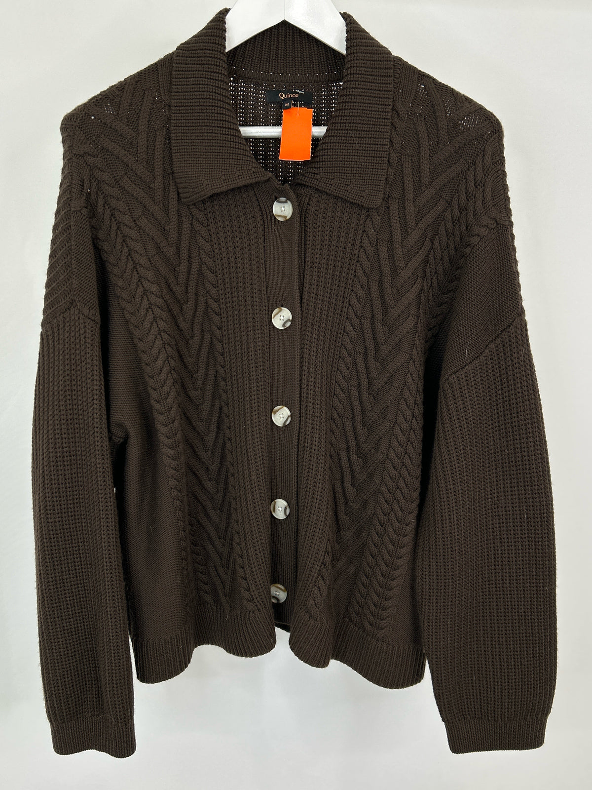 QUINCE Size M Brown Women Cardigan