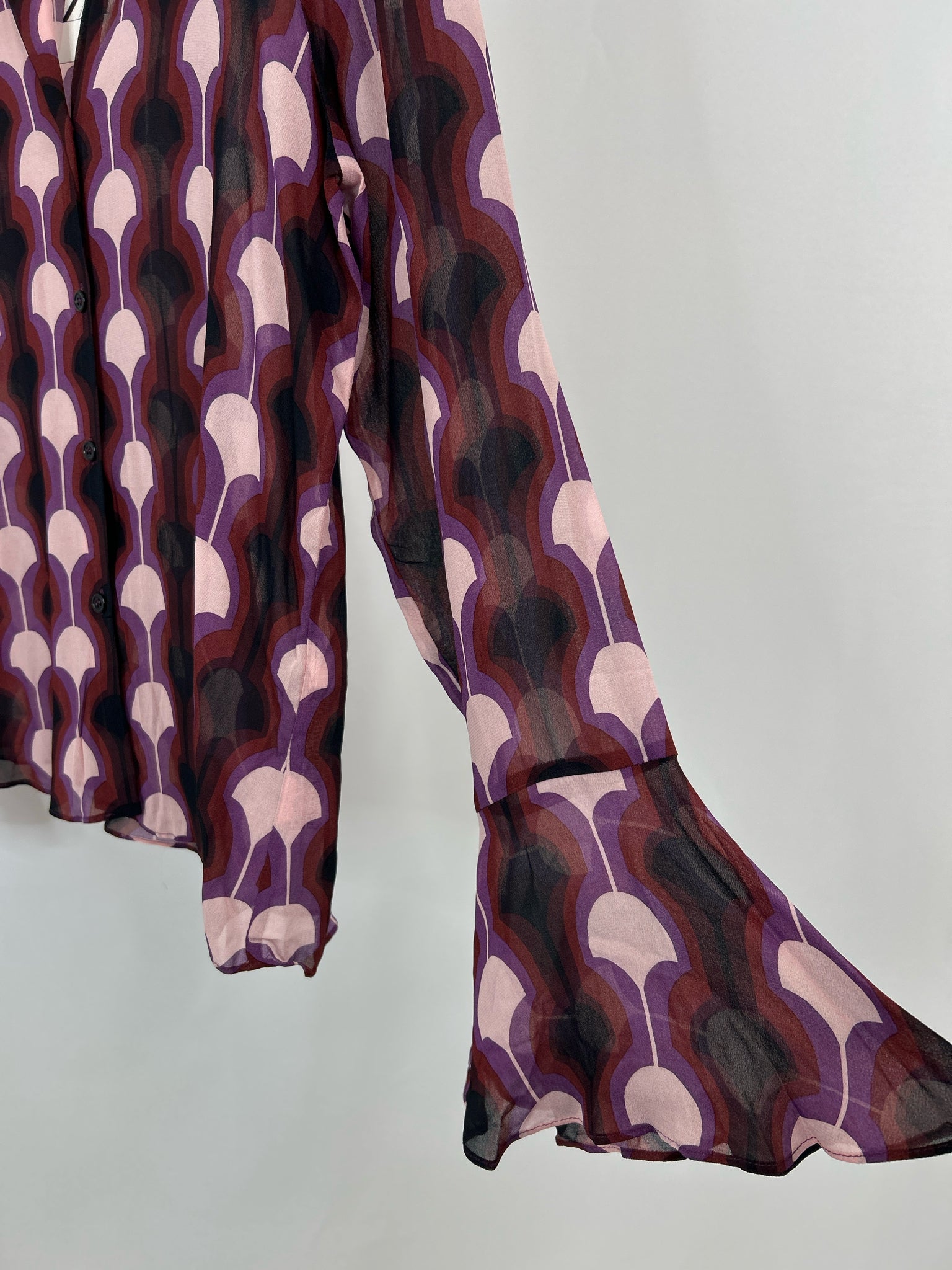 ZARA Size L Purple Print Women Blouse NWT