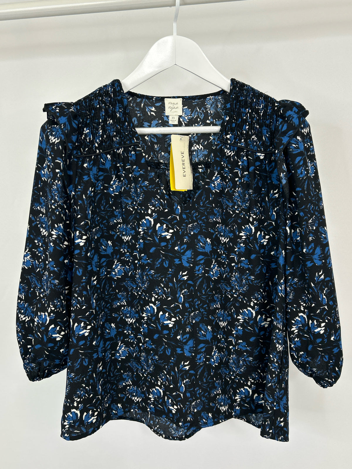ROAN + RYAN Size XS BLACK AND BLUE Women Blouse