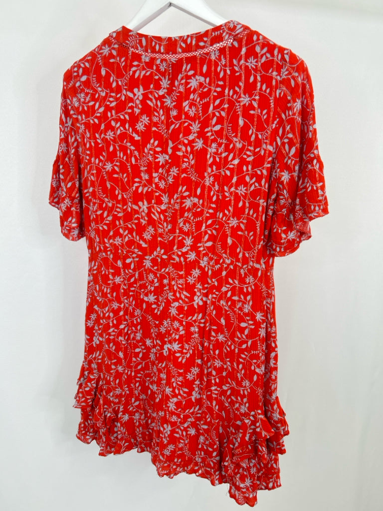 BERENICE PARIS Size M Red Orange Print Women's Dress