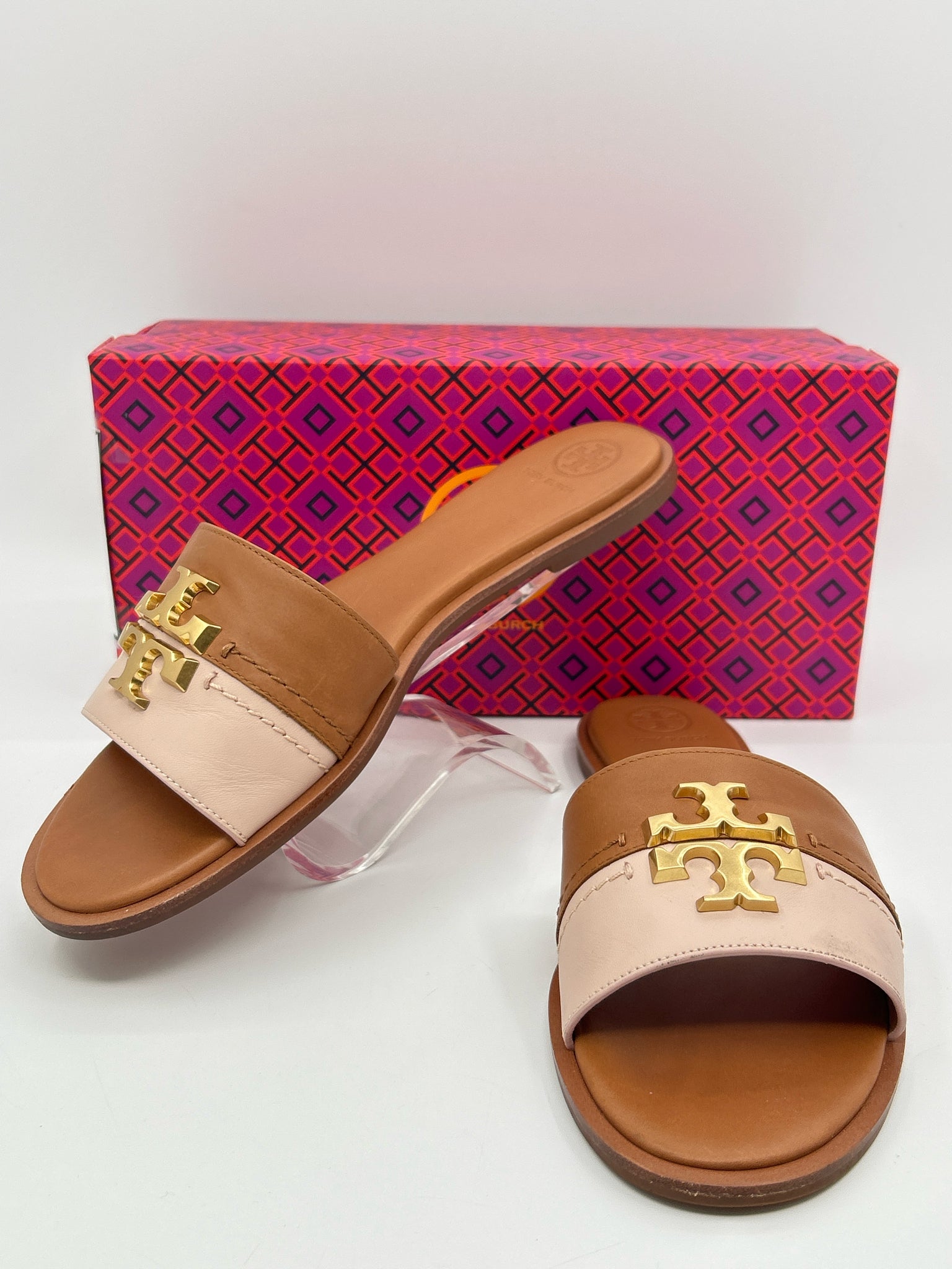 TORY BURCH Size 9.5M Tan and Pink Women Sandal