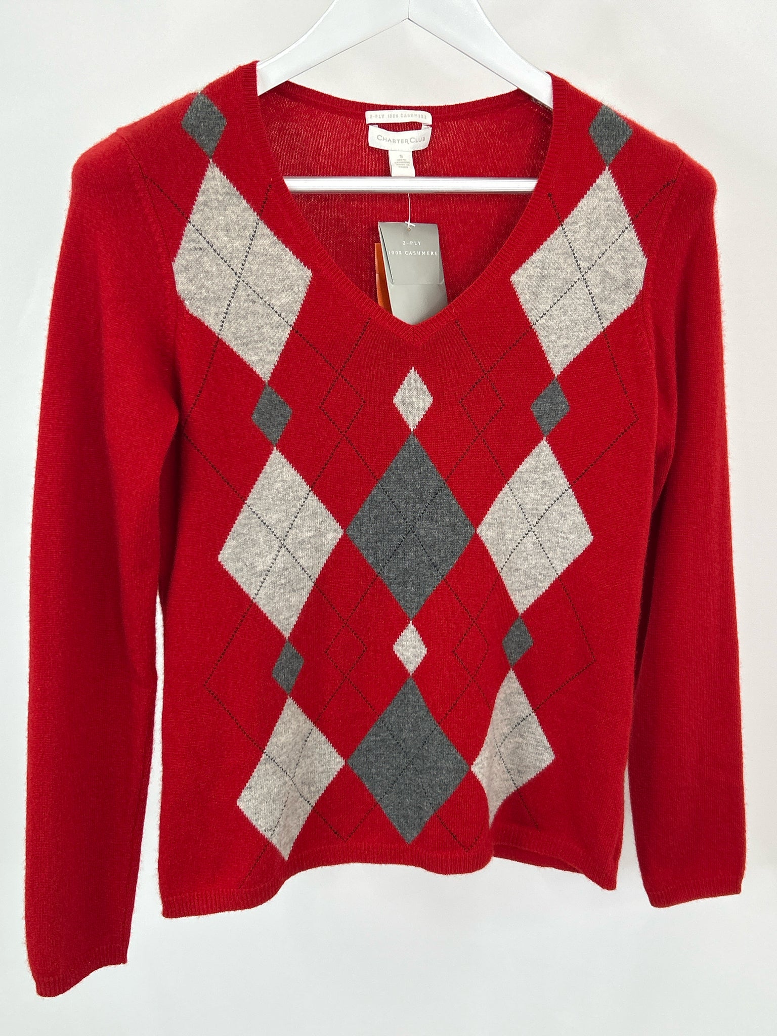 CHARTER CLUB Size S RED AND GREY Women Sweater