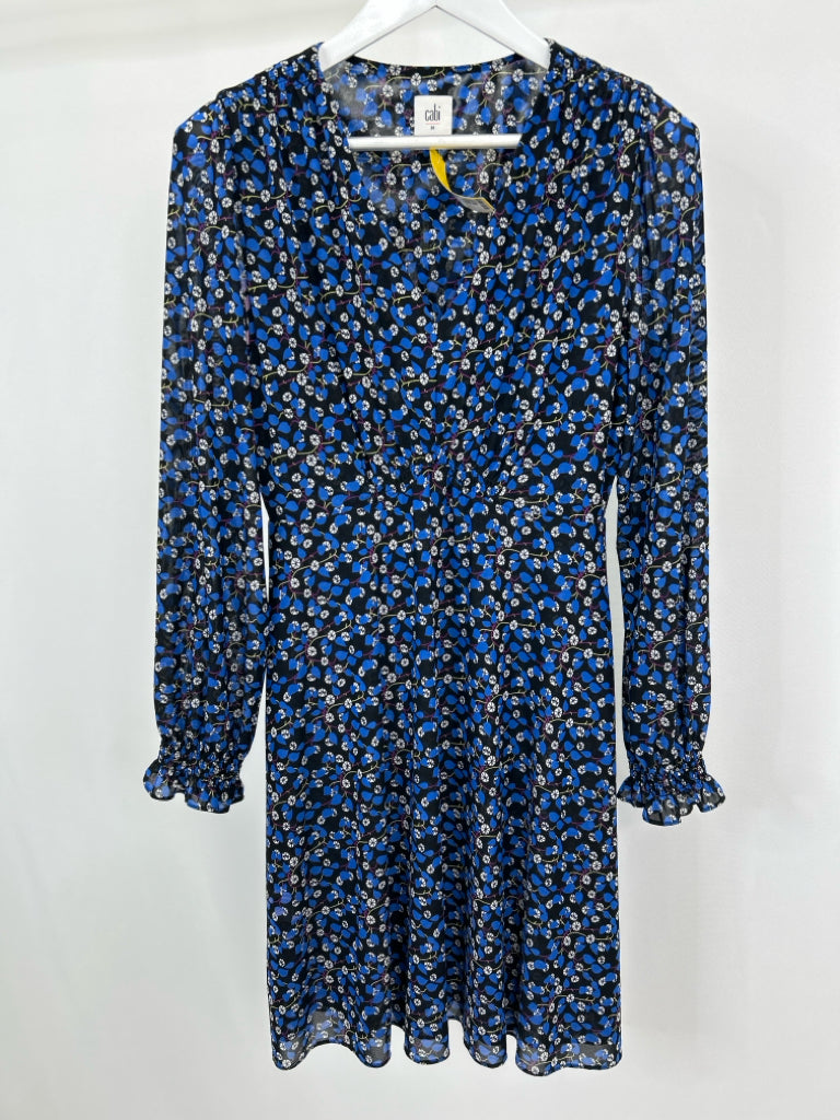 CABI Women Size M Blue Print Dress