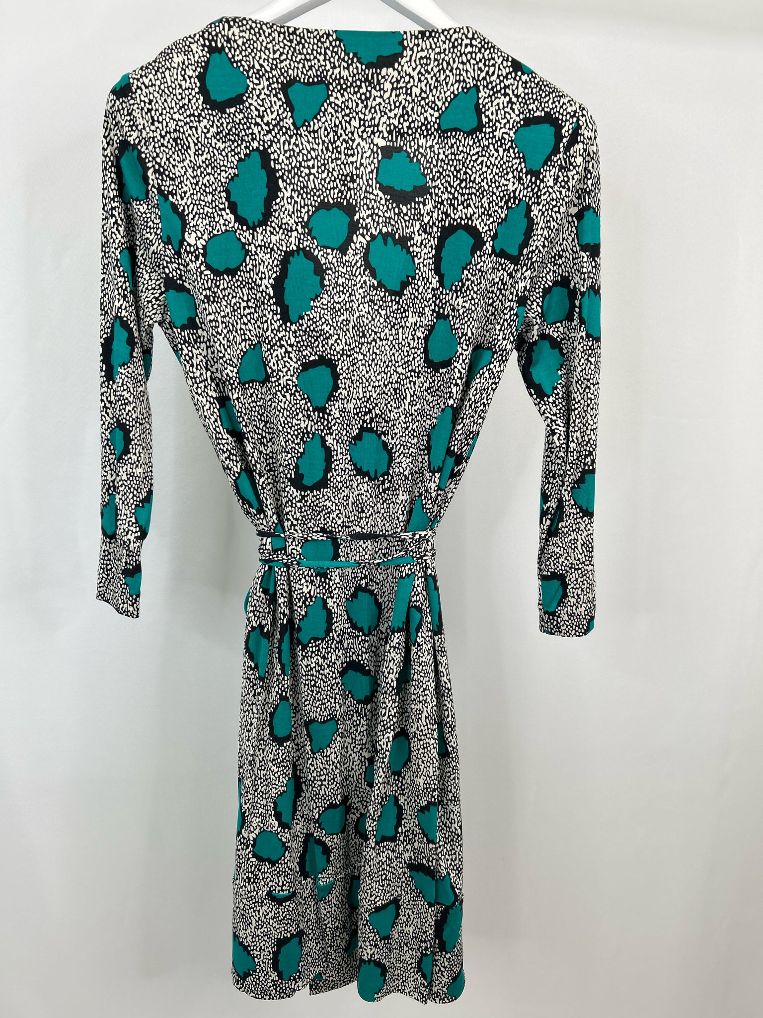 DIANE VON FURSTENBERG Size 14 Black Print Women Dress