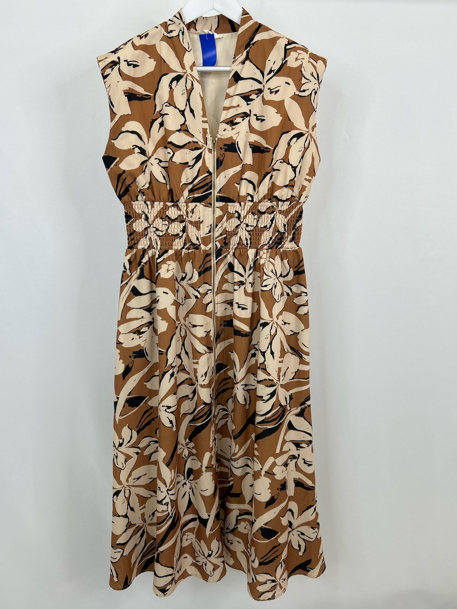ENTRO Size L TAN PRINT Women Dress