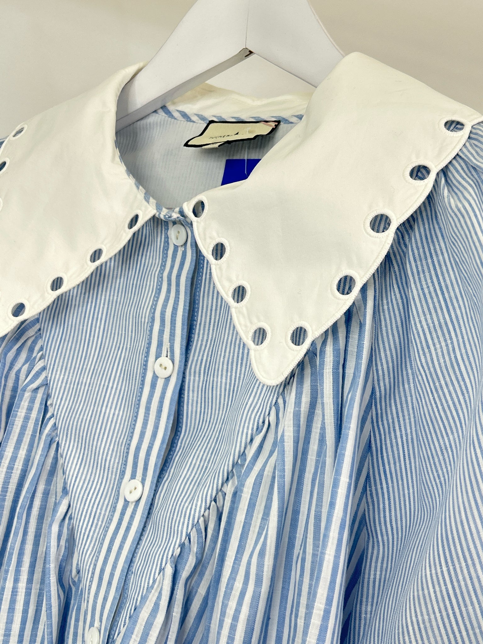 TUCKERNUCK Size M blue and white Women Blouse