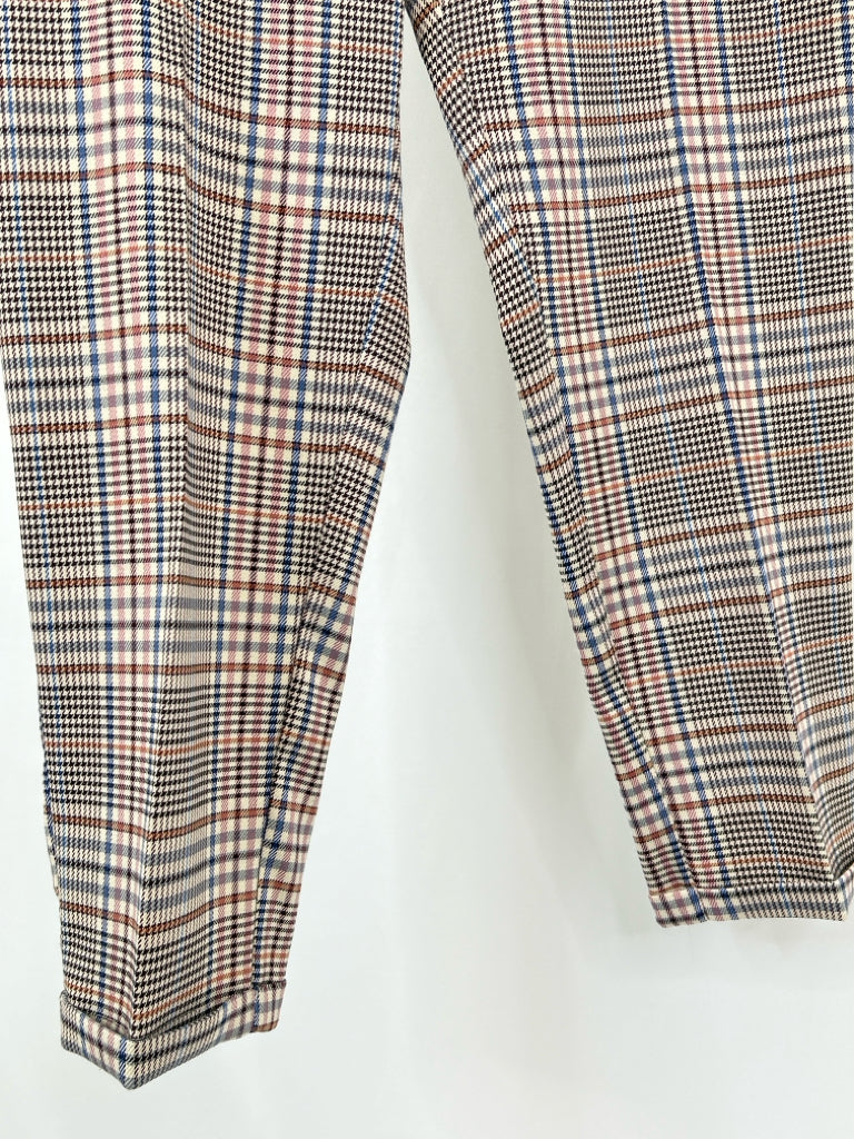 ANTHROPOLOGIE Women Size 14 Tan Plaid Pants