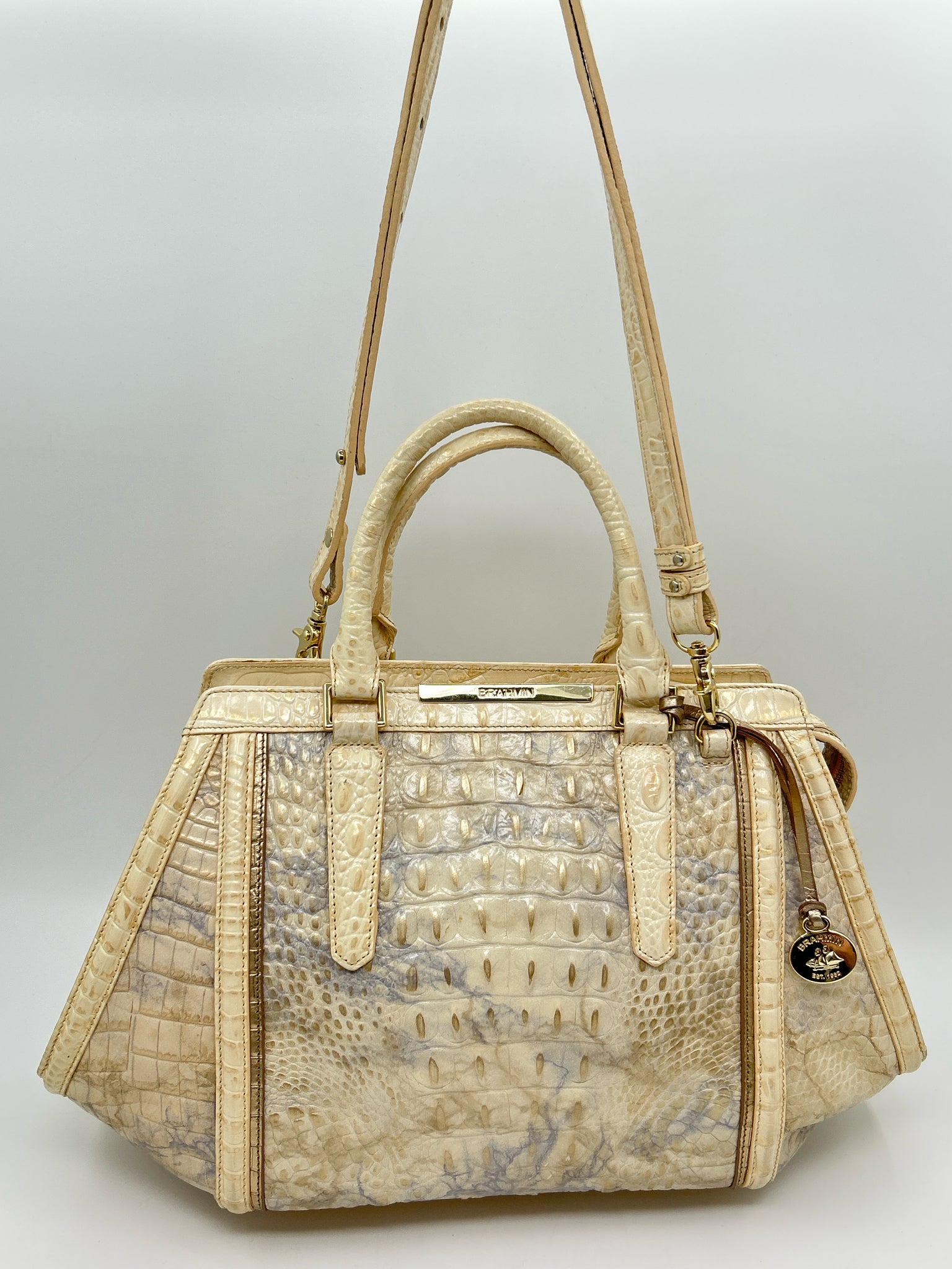 BRAHMIN Cream and Blue Women Purse