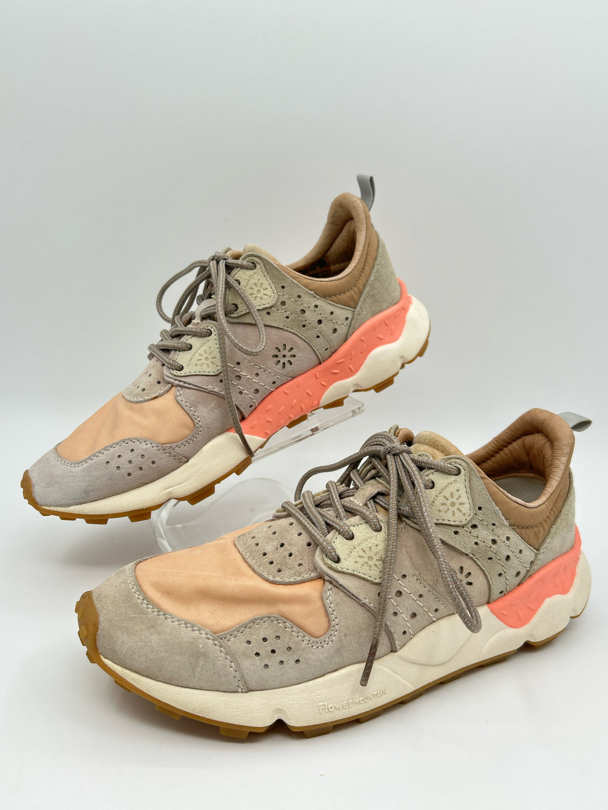 Flower Mountain Size 7 Peach and Grey Women Sneakers