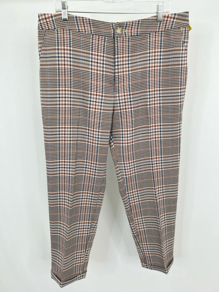 ANTHROPOLOGIE Women Size 14 Tan Plaid Pants