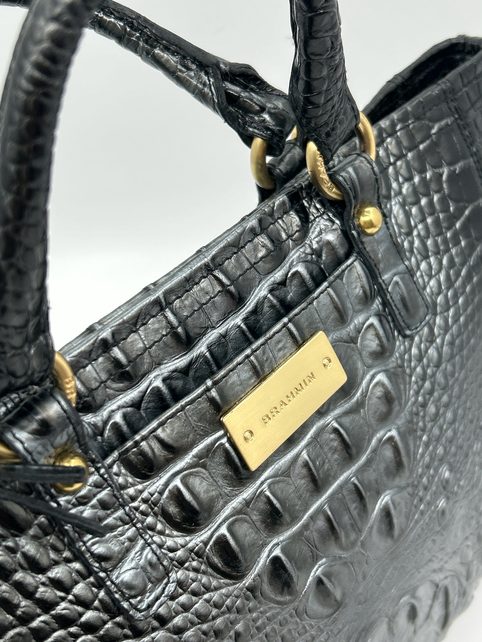 BRAHMIN black and grey Women Tote