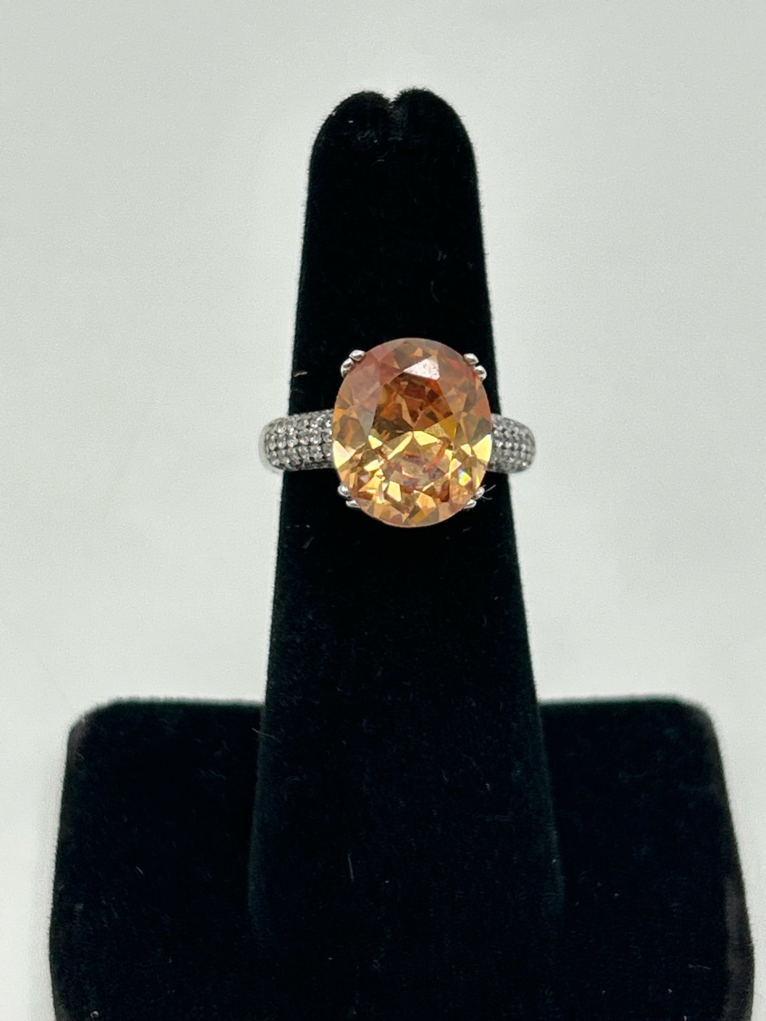 925 Silver and Orange Size 5 Ring