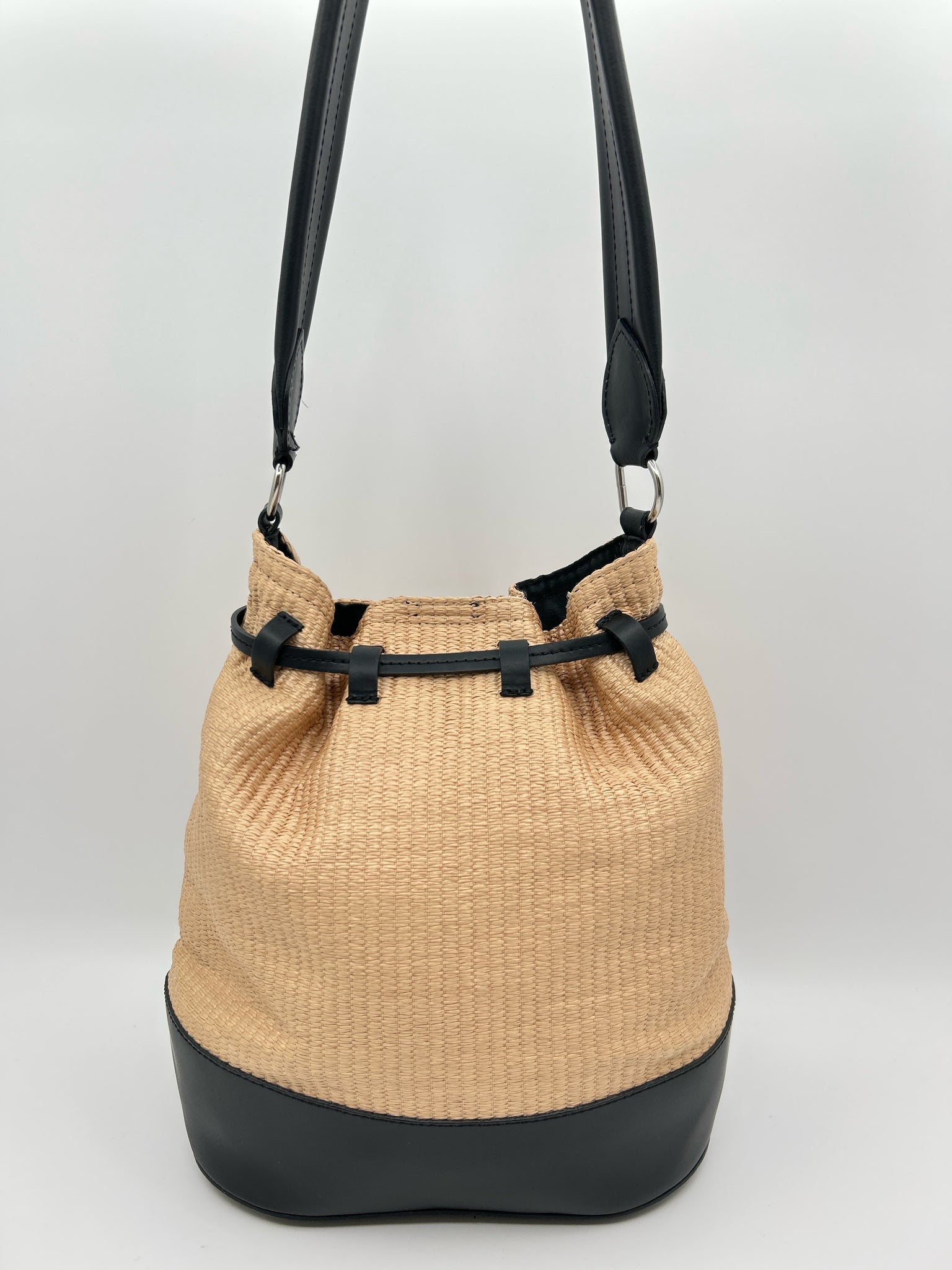 LIA NUMA Raffia and Black Women's Purse