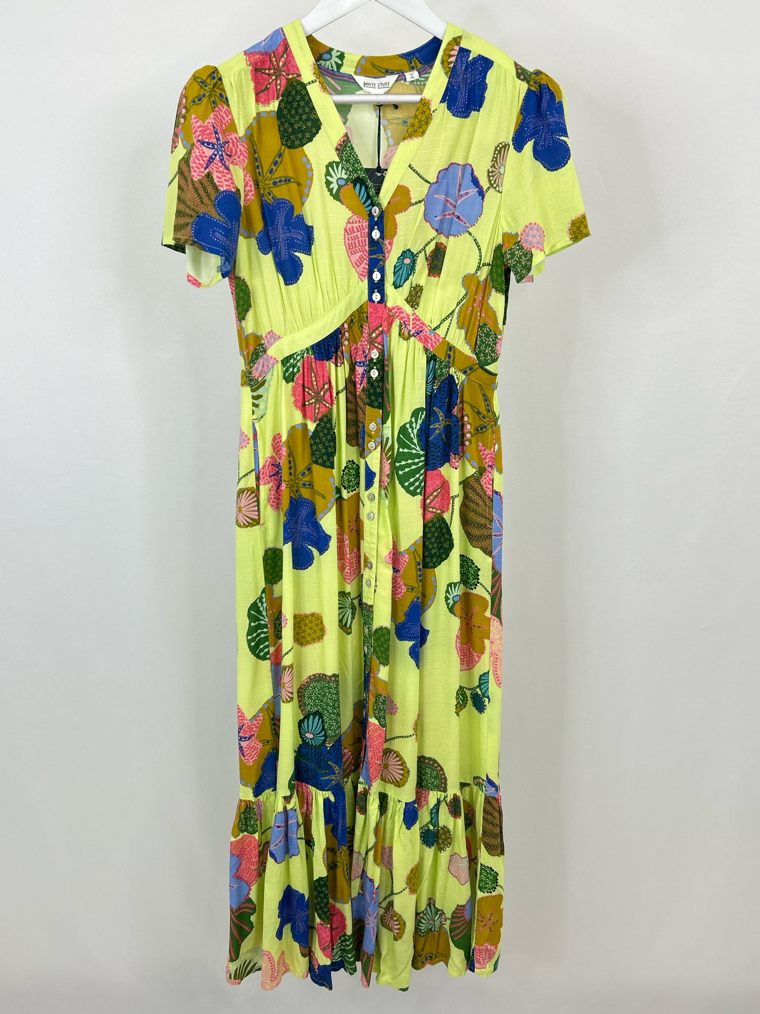 WHITE STUFF Size 6 Lime Green Print Women Dress NWT