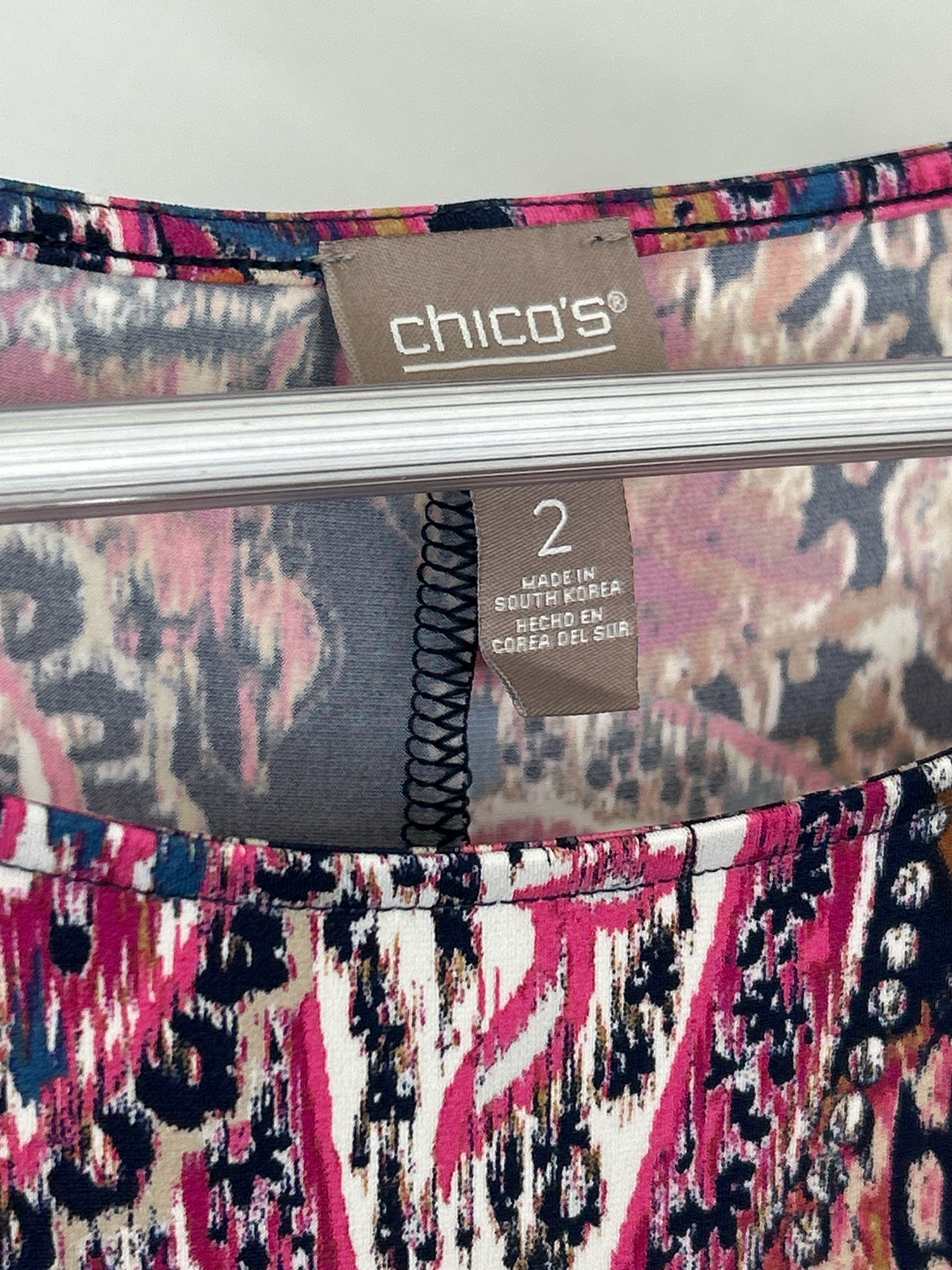 CHICO'S Size 12 Fuschia and blue Women Dress