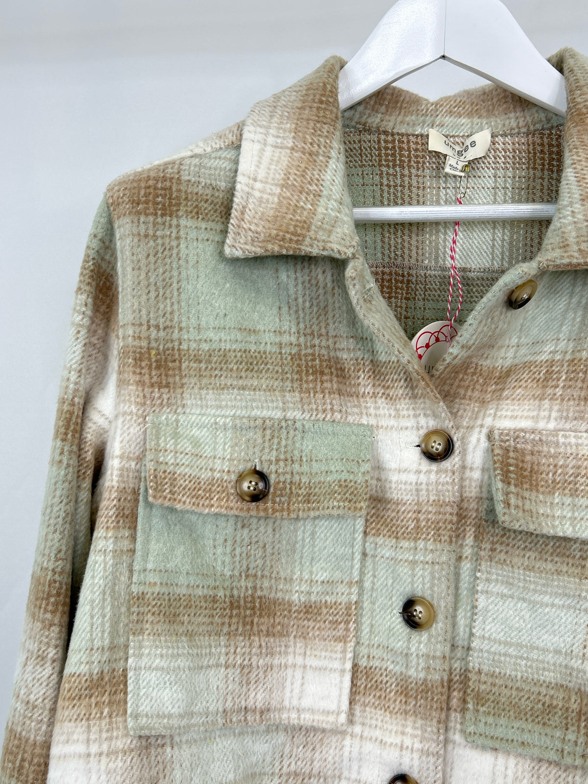 UMGEE Size L Brown Plaid Women Jacket NWT