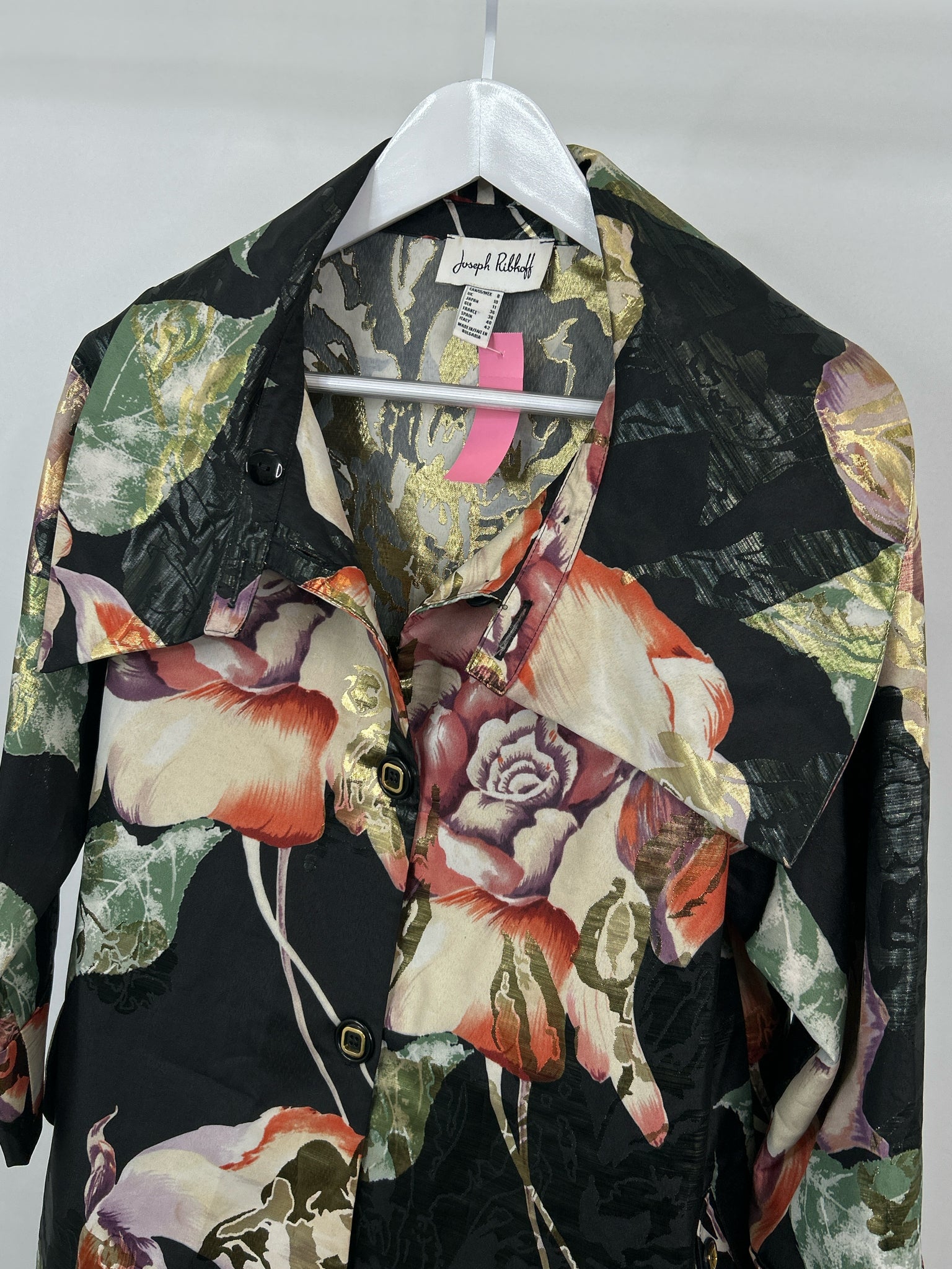 JOSEPH RIBKOFF Size 8 Black Floral Women Jacket